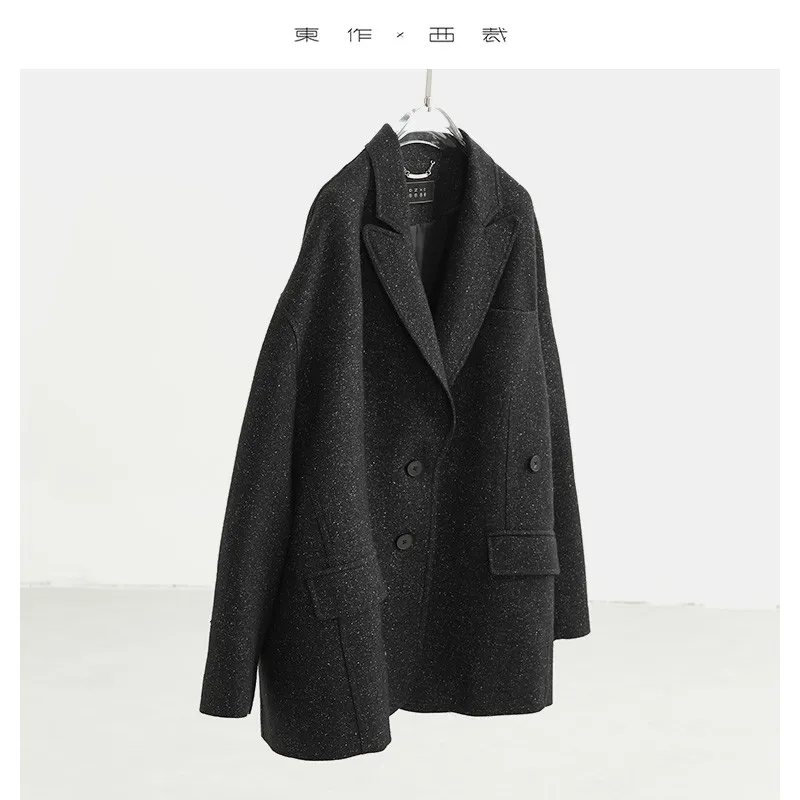 

Твидовая ткань! Шерстяной пиджак для женщин, новый приталенный костюм с длинными рукавами 2025 года