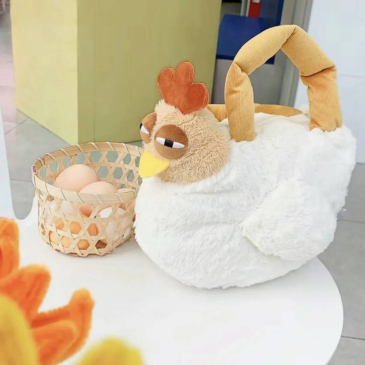 Borsa di peluche a forma di polli creativi borsa a tracolla a tracolla di pollo simpatico cartone animato borsa a tracolla da viaggio per borse da donna per ragazza