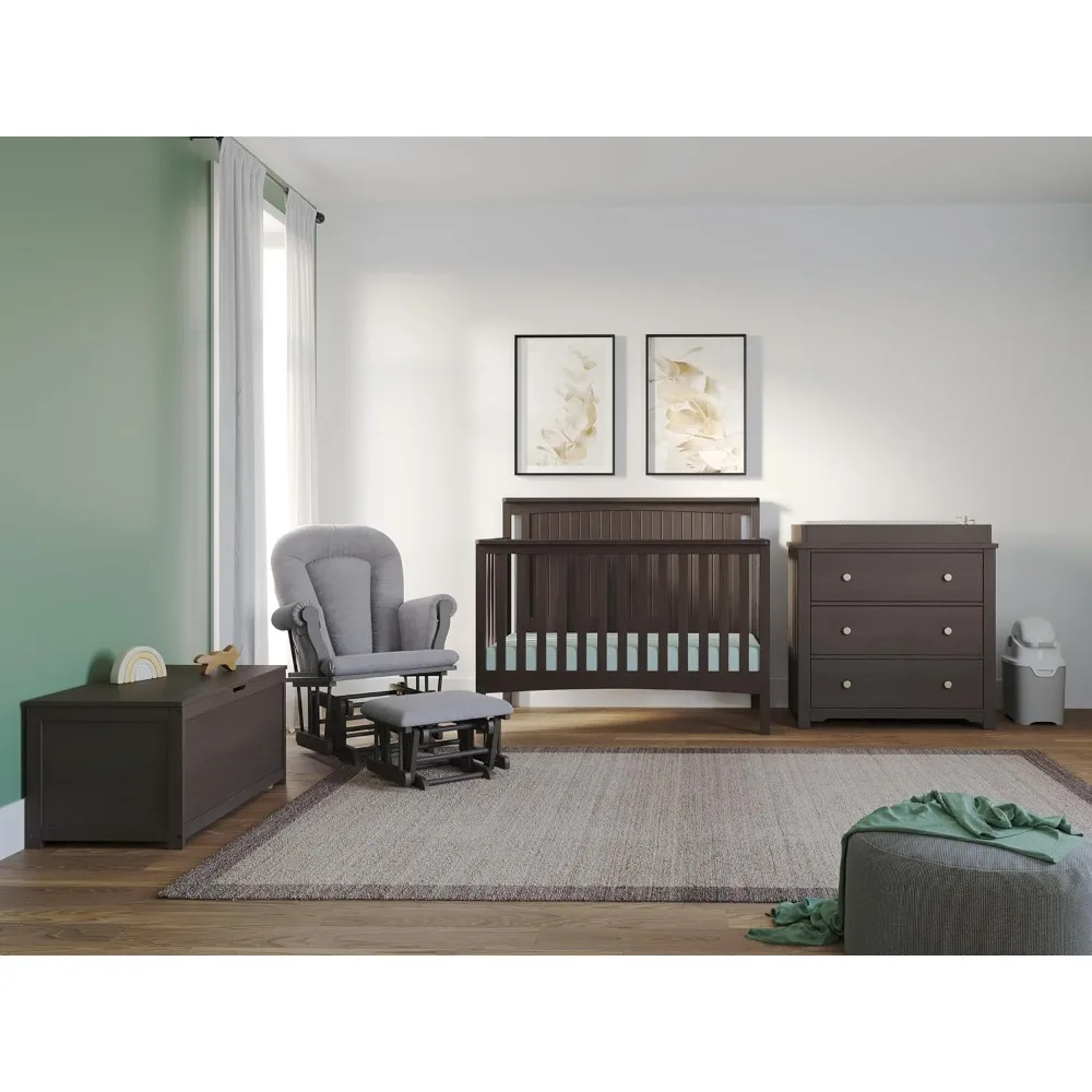 3-piece Nursery Set Includes 4-in-1 Convertible Crib, Dresser with Changing Surface and Cozy Glider That Grows with Your Baby