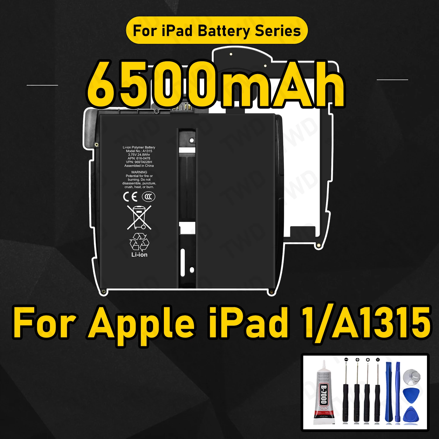 

6500mAh Replacement Battery For Apple IPad 1 / A1315 Batteries New High Quanlity+Free Tools