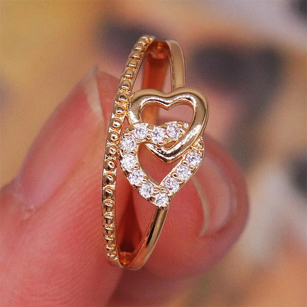 ALIYA Romantic Infinity Heart Love Rings For Women Wedding Engagement Couple Rings Crystal Zircon Accessories Fashion Jewelry