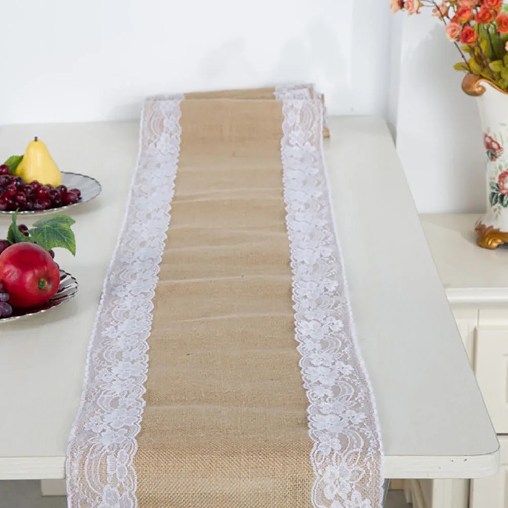 

Lace Table Runner Decorative Linen Table Cover Romantic Wedding Party Dining Tablecloth Rustic Home Decor Home Tablecover