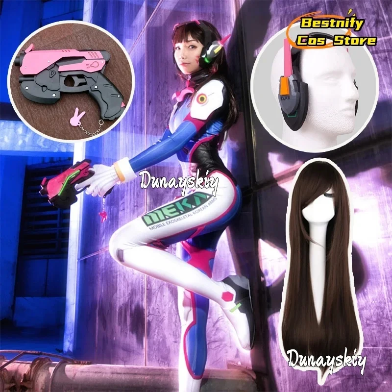 

ABC123CosplayD.Va Cosplay Game overwatch2 Costume DVA Sexy Jumpsuit Glove Earphone Pistol Accessory Set S-XL Women Uni3'd,5;h.9/