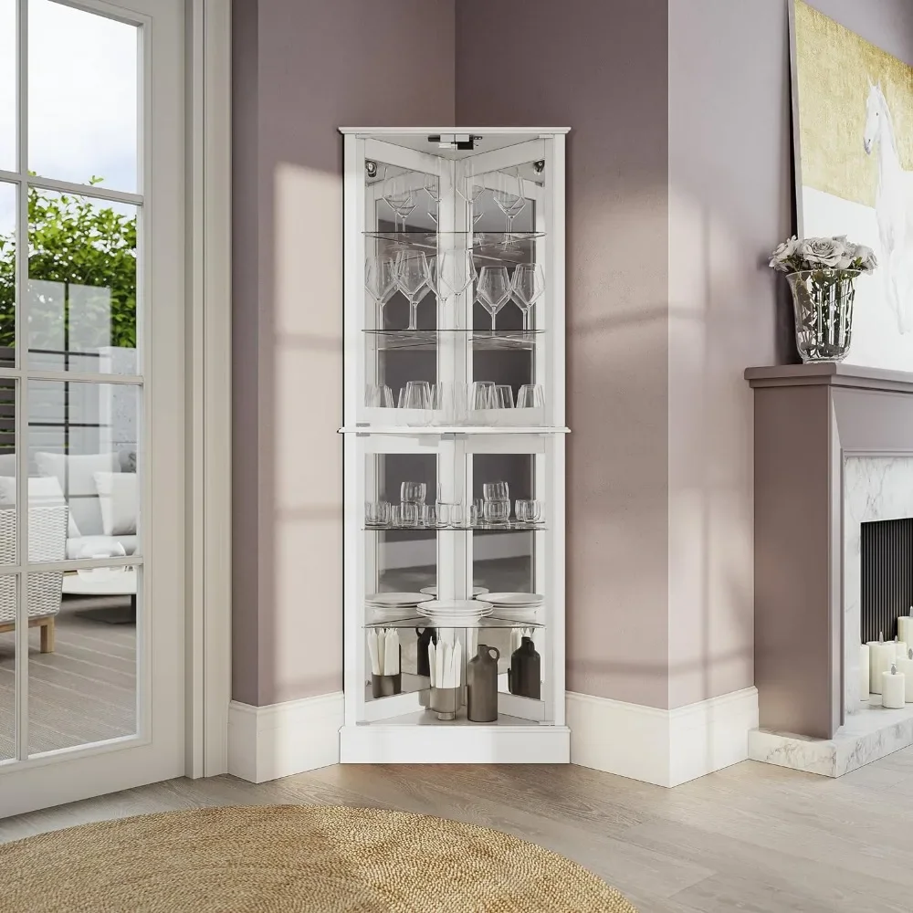 

XMSJ Living Room Displays Cabinets, Curio Storage Rack for Living Room, Bedroom and Kitchen , Glass Display Cabinet