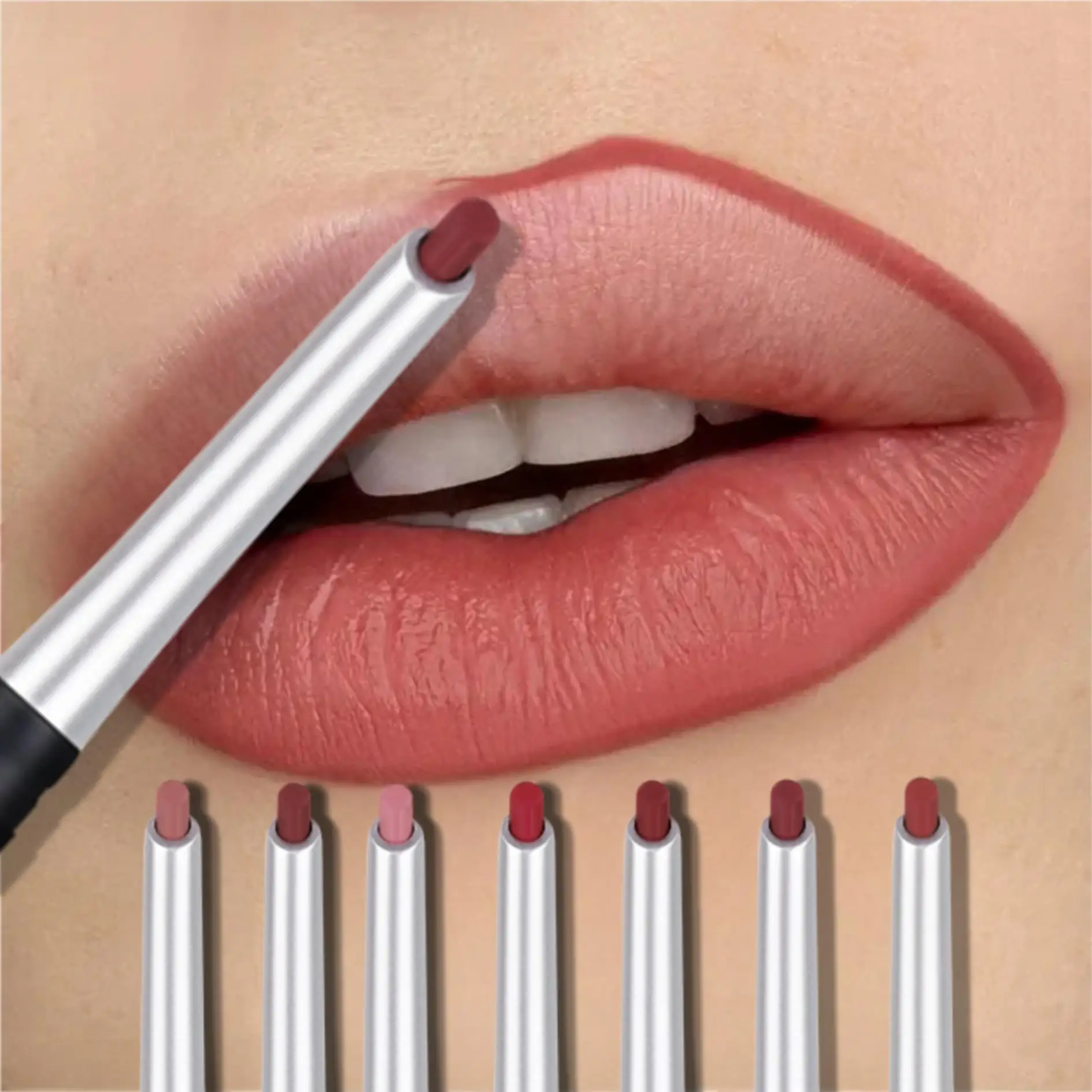 長持ちするジェルロータリーリップライナー、マット仕上げ、防水性と耐汗性のリップライナーペン、バレンタインデーギフト