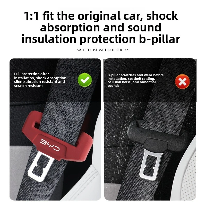 BYD Interior Styling Parts Silicone Buckle Noise Reducer Easy Install Anti-Rub Safety Belt Protective Pad Fit Dolphin Atto3 Han