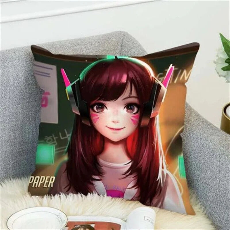 Anime D.va Overwatches Pillowcase Peach skin polyester pillowcase Decorative Cushion Covers