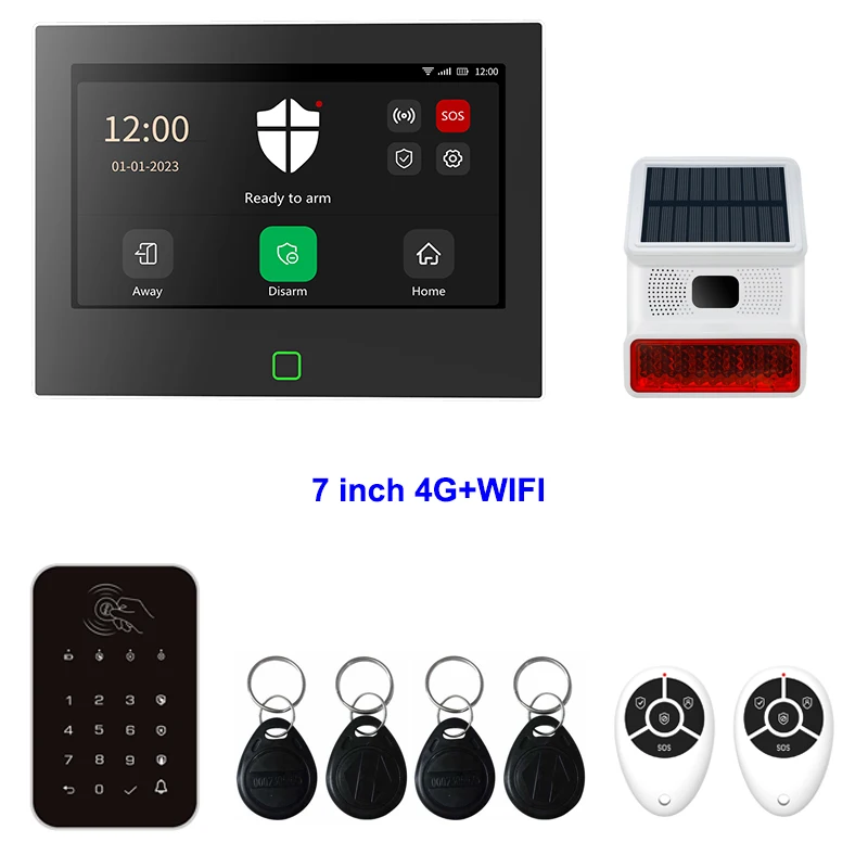 TAIBOAN 7 inch 4G And WiFi Home Alarm Host System Full Touch Panel Support Buyer DIY Tuya Smart Security Protection Kit