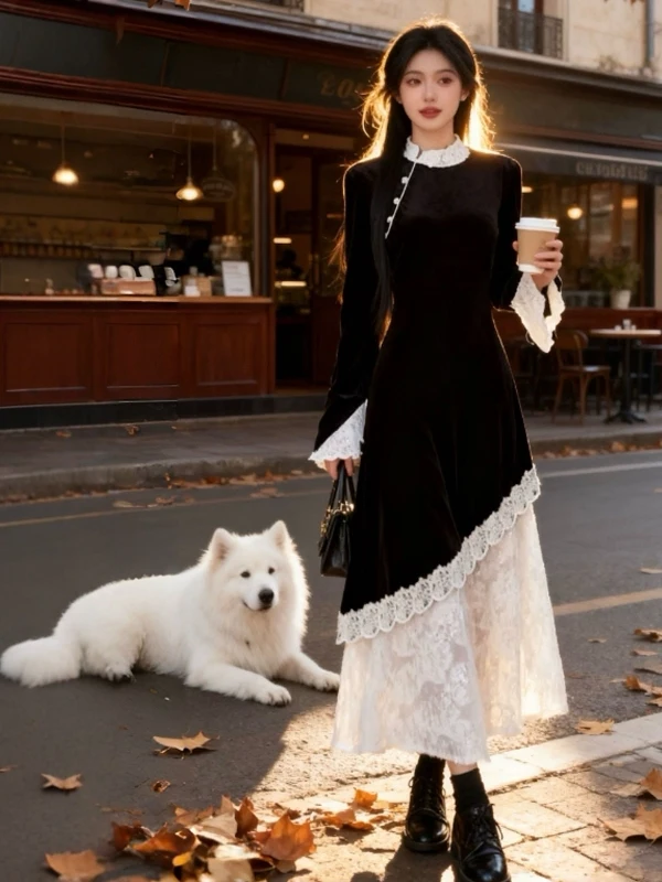 

Новое китайское платье в национальном стиле, улучшенное, элегантное, уникальное, имитация двух частей, с завышенной талией, стройнящее