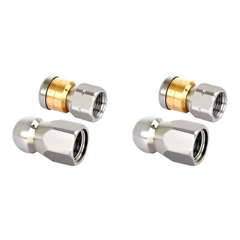 

2X Sewer Jetter Hose Nozzle,High Pressure Washer Hose Nozzle,1 Button Nose Nozzle & 1 Rotating Nozzle,1/4 Inch Pack Of 2