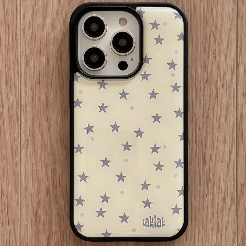 Korean Ins Kawaii Full Screen Stars Pattern Drop Glue Phone Case For Samsung Galaxy S23 FE S24 PLUS S25 ULTRA S26 EDGE Y2K Cover view 5