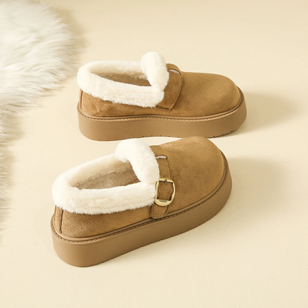 

Женские зимние зимние ботинки на толстой подошве с флисовой подкладкой и мягкой подкладкой на плоской подошве, повседневная теплая хлопковая обувь с круглым носком и высоким берцем