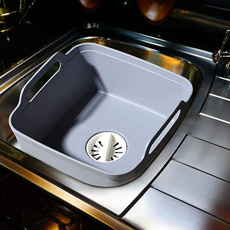 Hot Wash Basin With Drain Plug Carry Handles For 9L Capacity, Fruits Drainer Basket Vegetable Sink Colander Dishpan