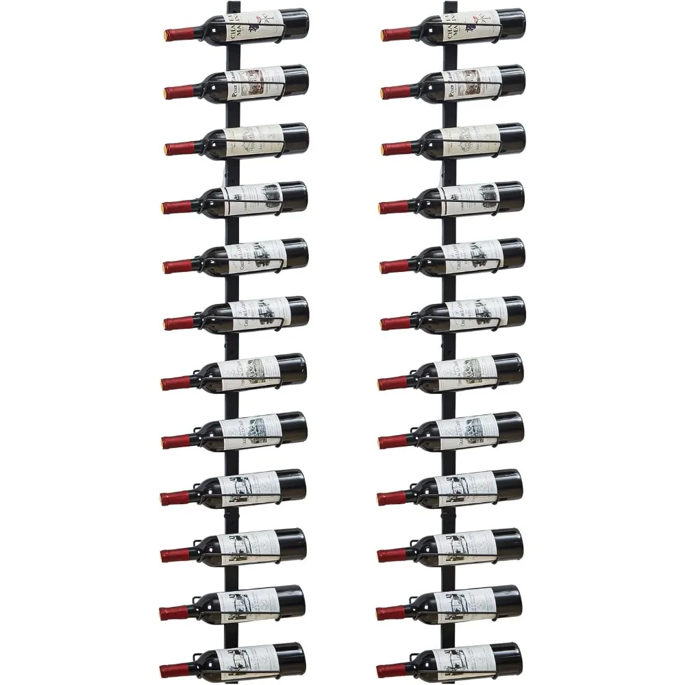 

Double Pack 12-Bottle Wall-Mounted Wine Rack for 24 Bottles, DIY Detachable Storage Organizer, Display Holder