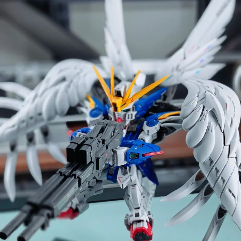 Zestaw do samodzielnego montażu modelu MGSD Wing Zero Custom EW Angel Feather-Drop Mech z naklejkami wodnymi, ozdoba na biurko, lalka, zabawka dla chłopca, prezent.