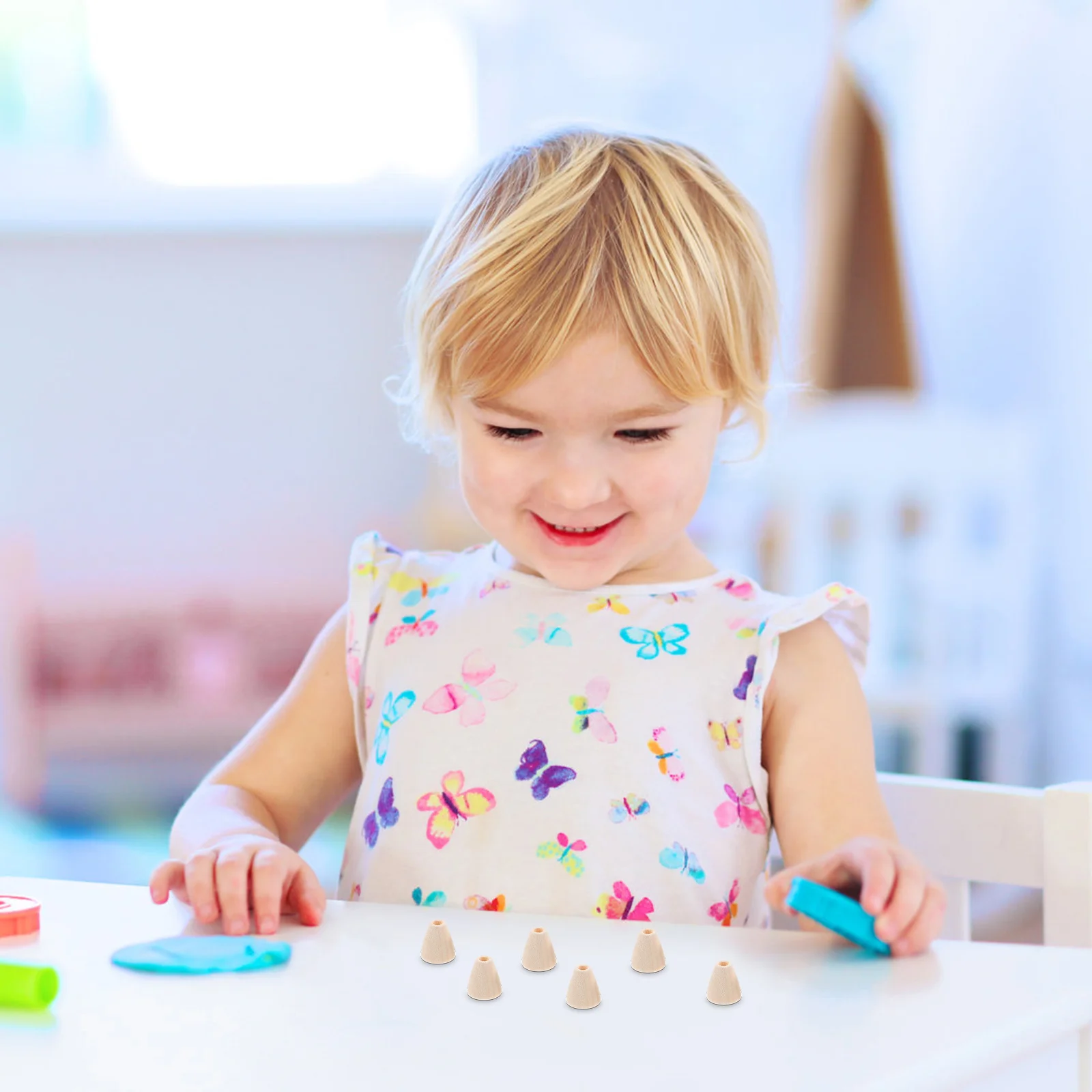 Perles en bois faites à la main, 100 pièces, Style cône, fournitures artisanales pour filles, jeu créatif, projets artistiques de développement à la maison ou à l'école