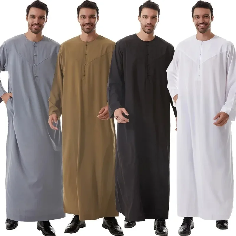 Muslim Islamic Clothing Men Jubba Thobe Long Robe Saudi Musulman Abaya Caftan Islam Dubai Arab Dress Morocco Djellaba Ramadan