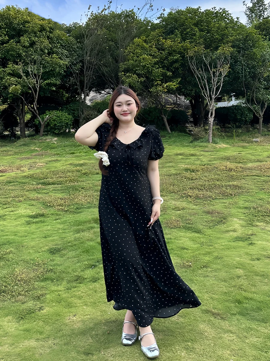 

Длинная юбка в горошек больших размеров для похудения талии V Ne ort Sve A Line Korean Sle Commute Wind High Waist Bubble Sl...