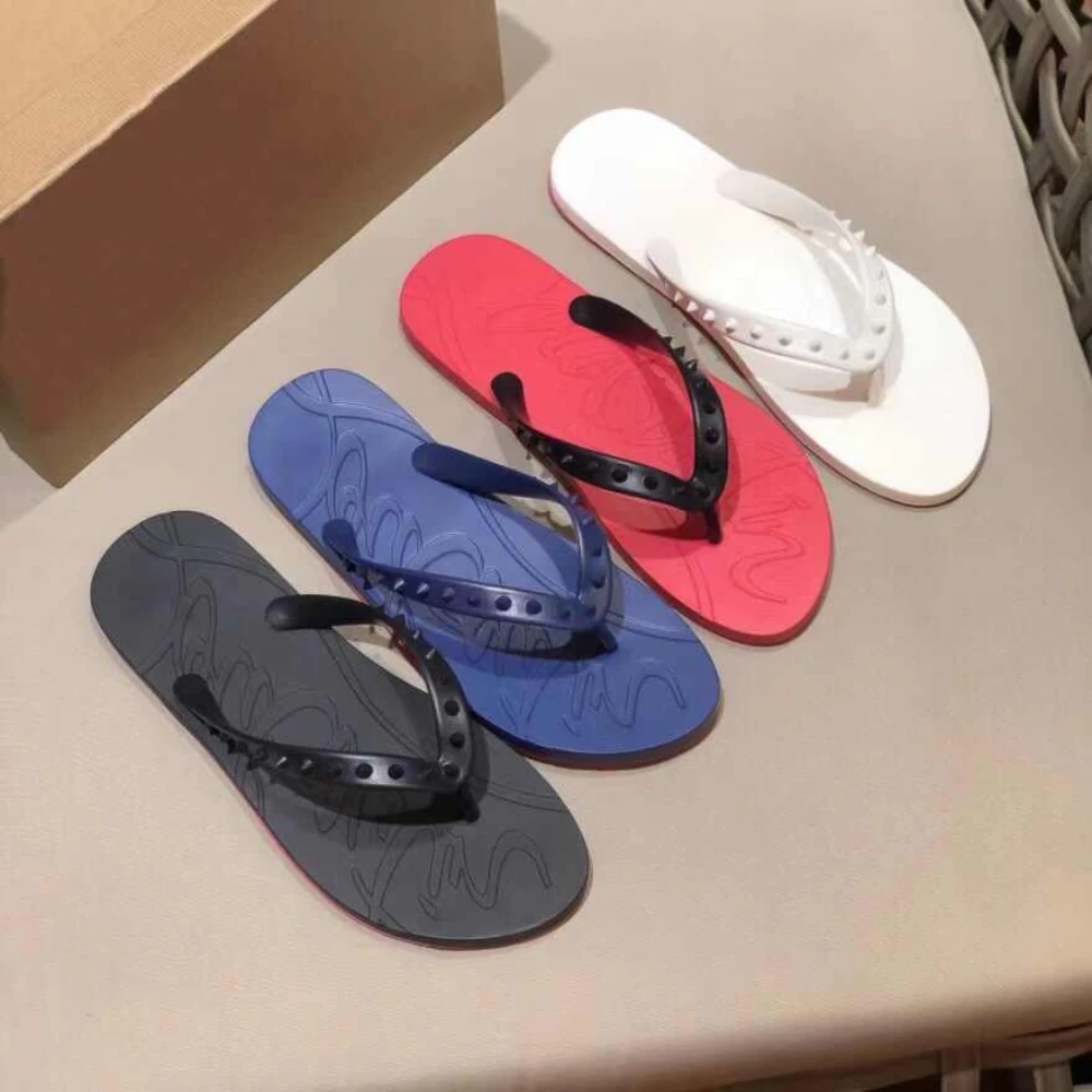 SUPER LOUBI FLIP Spiked Flip Flops Red Sole Rivet Thong Sandals Non Slip Rubber Unisex Summer Outdoor Beach Casual Flat Slippers