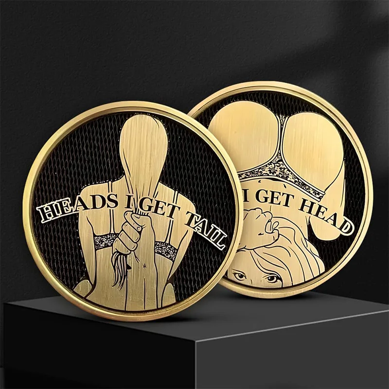 1pc  Funny Challenge Coin/heads I Get Tail Coin Decorative Coins Interesting Gifts For People Desktop Ornament 4*4*0.3cm