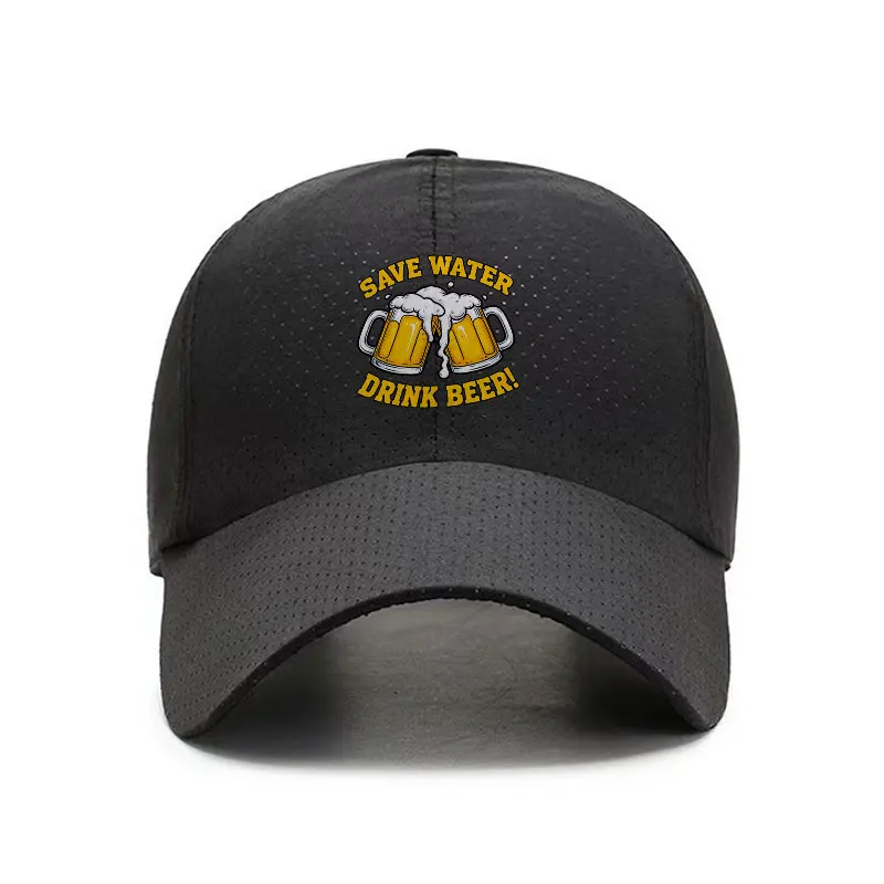 Save Water Drink Beer Quick Dry Baseball Cap Funny Beer Mug Outdoor Sports Hat