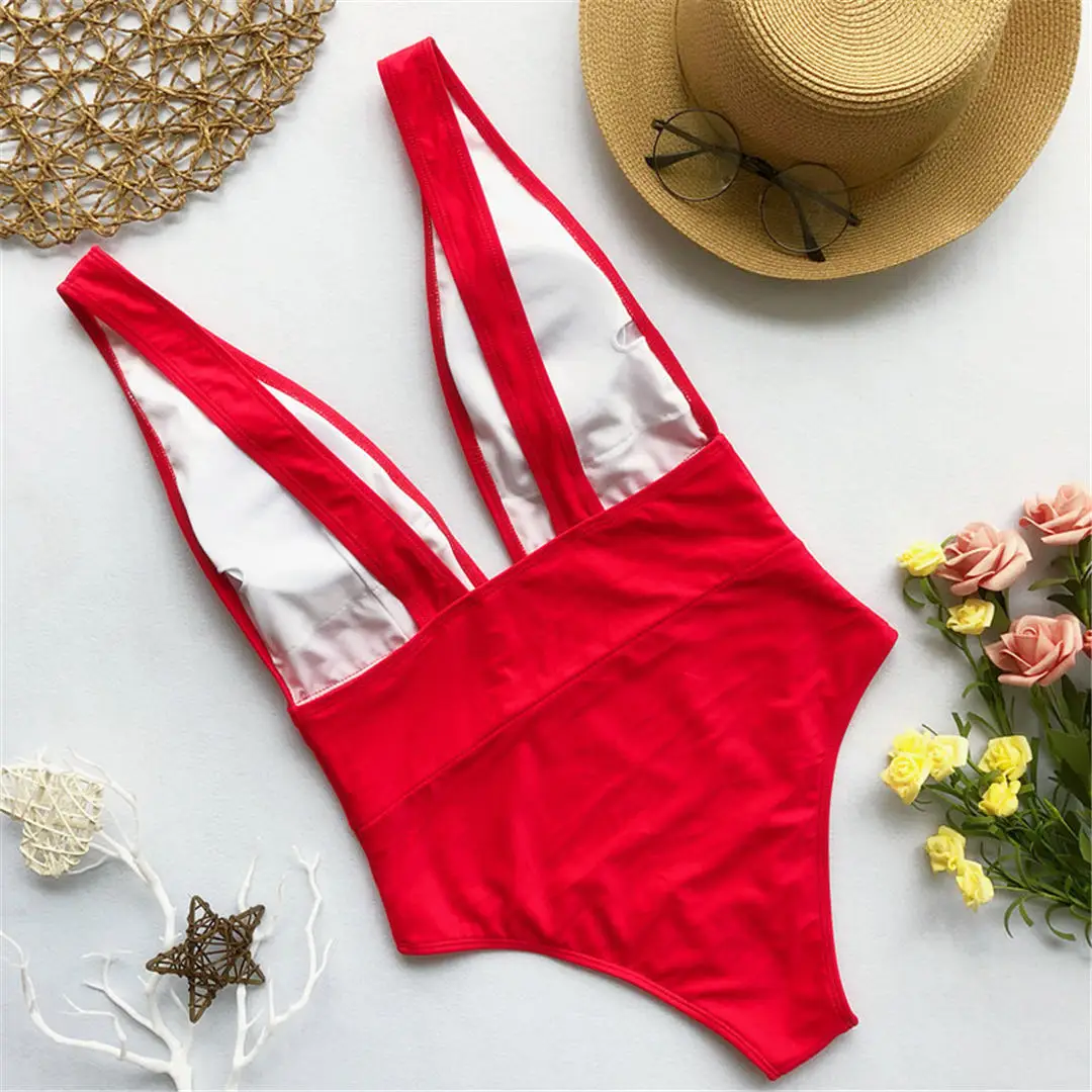 Neuer, verführerischer, tief ausgeschnittener Monokini-Badeanzug mit offenem Rücken, hohem Beinausschnitt, für Damen, einteiliger Badeanzug, gepolsterter Badeanzug, Badebekleidung für Damen, Modell V1035. – Detail 24