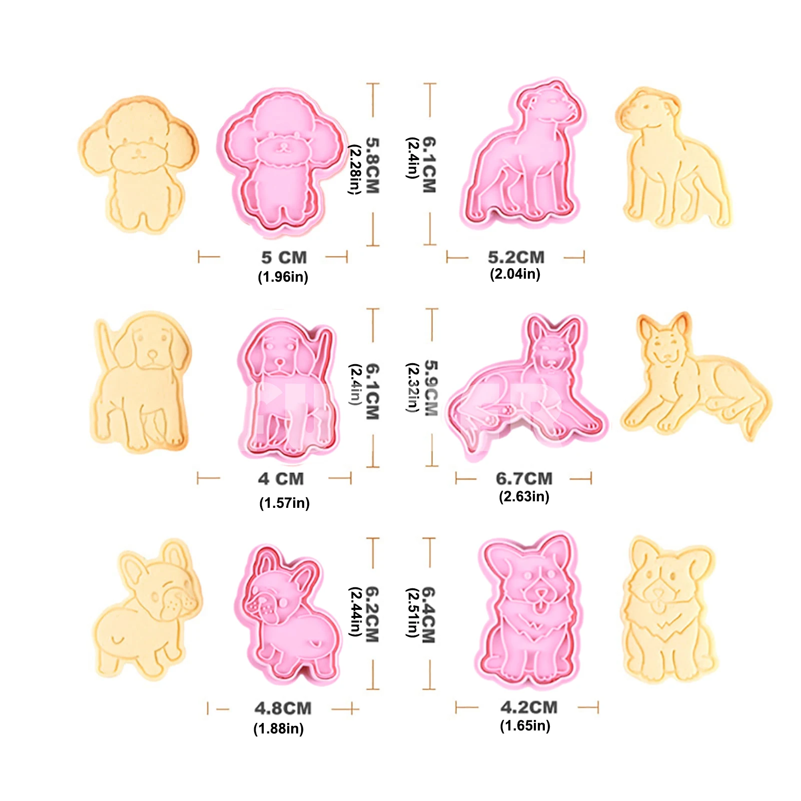 6Pcs/set Dog shape Cookies Cutters Biscuit Mold Plastic Cartoon Cookie Stamp Baking Pastry Cookie Mold