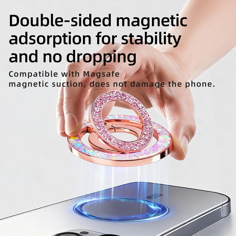 

Mobile Phone Strong Magnetic Holder for Magsafe Double-sided Magnet Stand Portable Folding Ring Bracket for Xiaomi iPhone 16 17