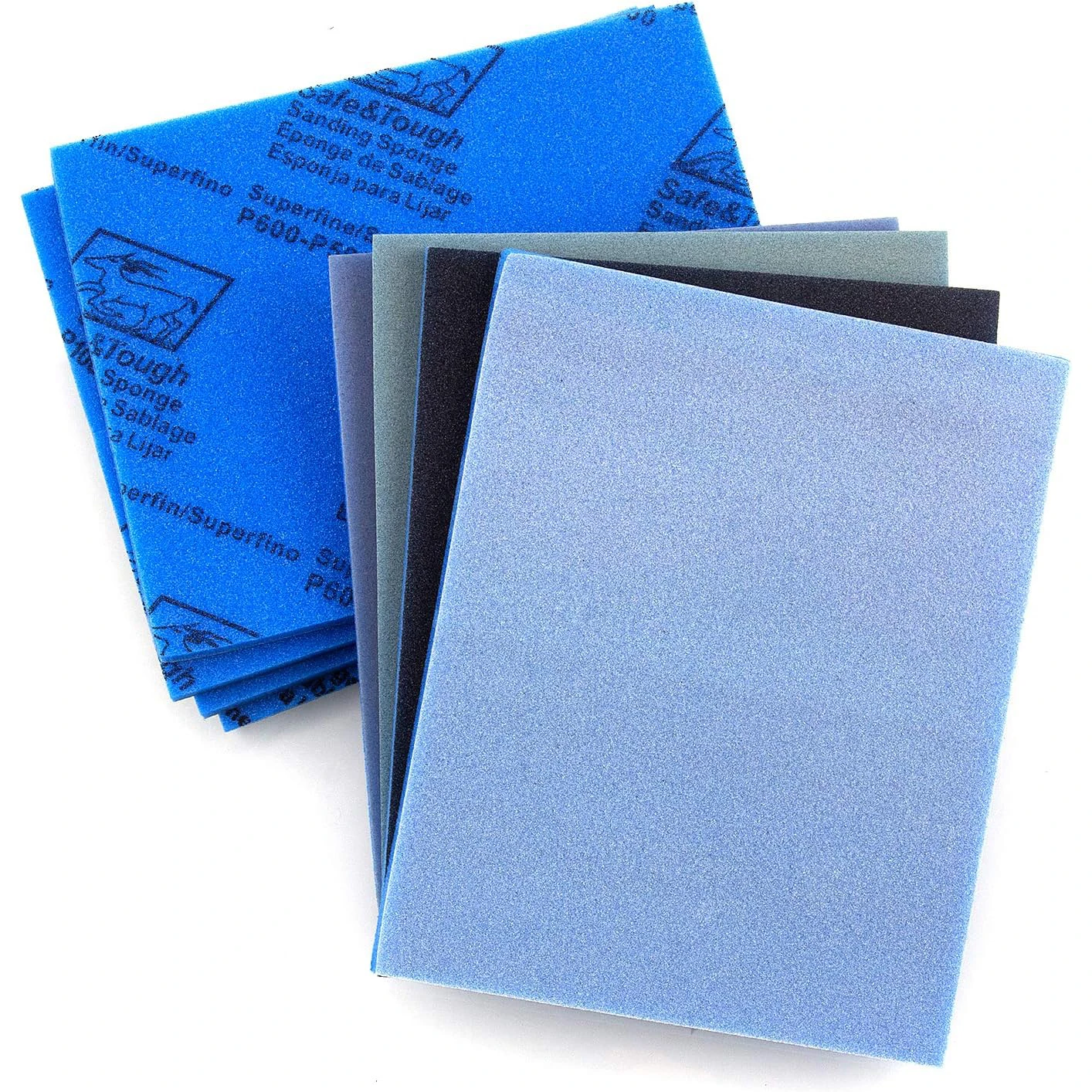 3er-Pack Schleifschwamm mit Körnung 320-1500, 4,5 x 5,5 x 0,2 Zoll, ultrafeiner Handschleifschwamm für Trocken- und Nassanwendungen, flexibel – Detail 1