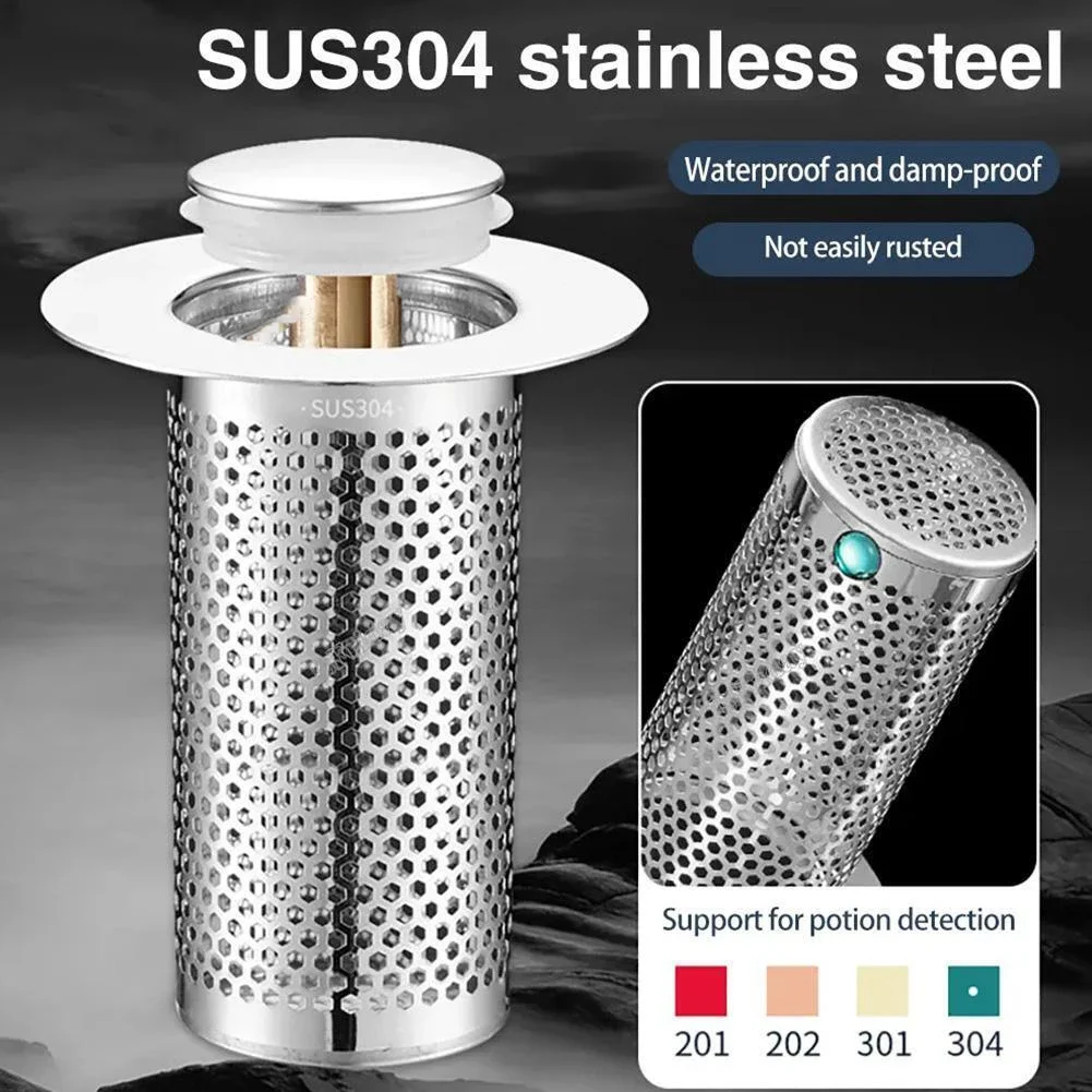Basin Pop-up Drain Filter Bathroom Shower Sink Filter Plug Wash Basin Hair Sink Strainer Kitchen Bathtub Stopper