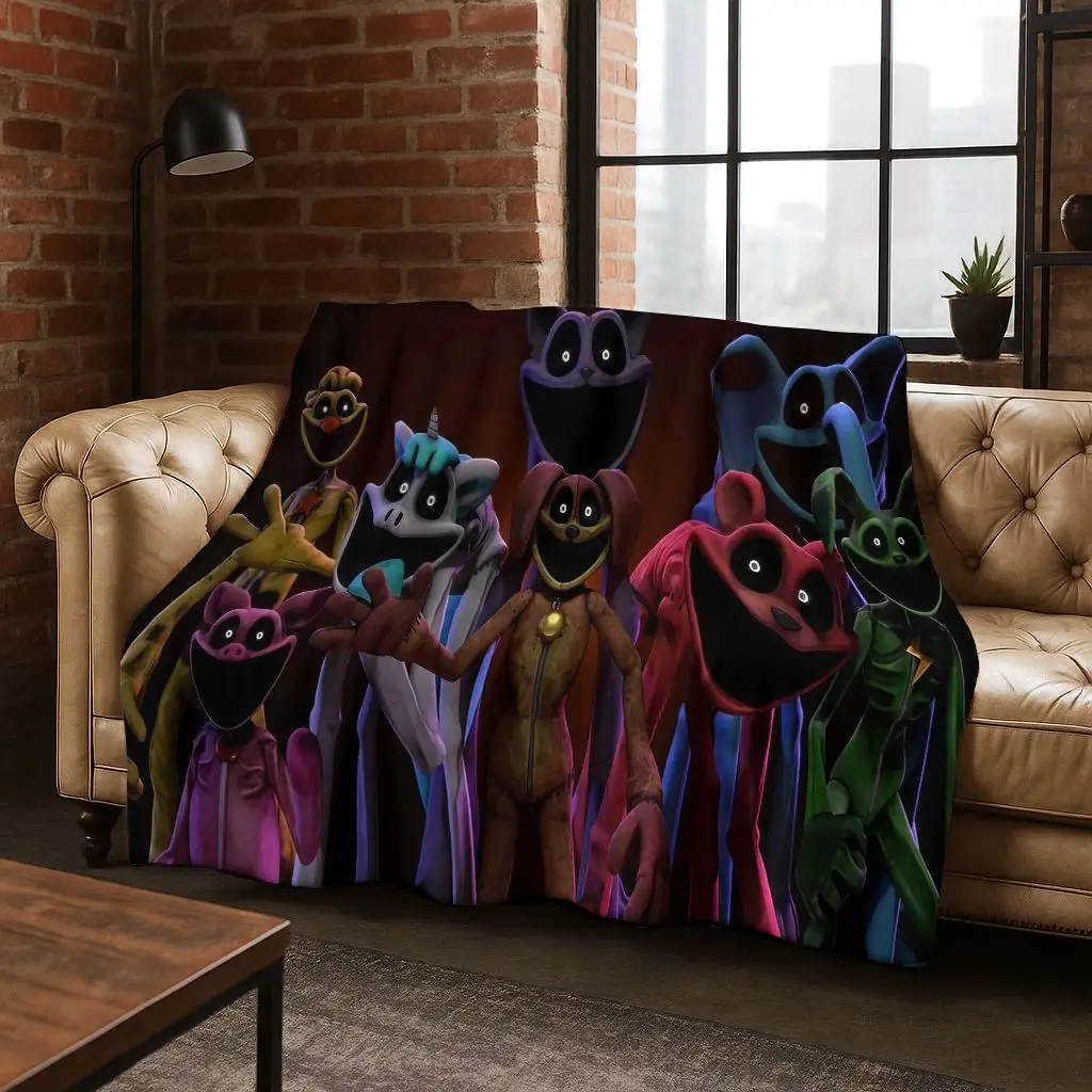 Cartoon S-Smiling C-Critters Craftycorn Catnap Art Flannel Blanket,Cozy Soft Throw Blanket for Home Bedroom Bed Sofa Cover Gift