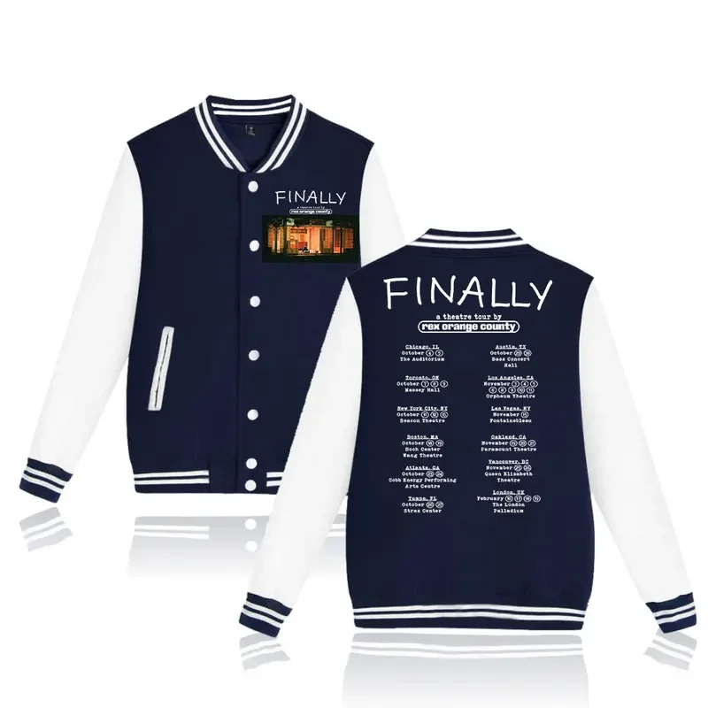 Rex Orange County FINALLY: A Theatre Tour Jacket Women Men Vintage Fashion Long-sleeved Jacket Trend Casual Baseball Uniform