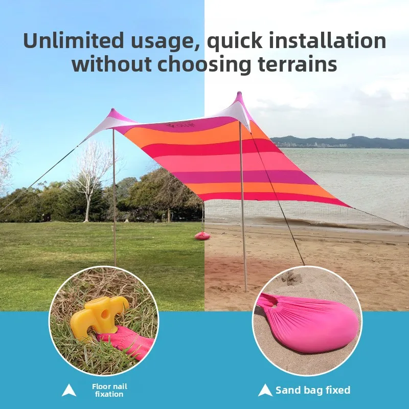 

Lightweight Waterproof Camping Awning Tent Shelter Sunshade Beach Tarp Hammock Fishing Canopy Compact Setup