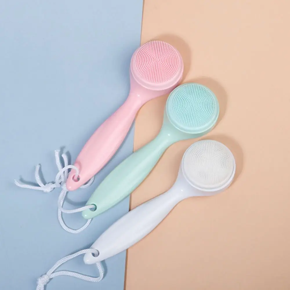 Manual Silicone Cleansing Brush Exfoliating Multifunctional Silicone Long Handle Brush Blackhead Remover Clean Pores