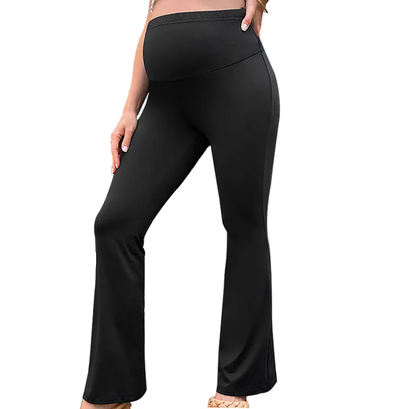 Pantalones de maternidad para mujeres embarazadas, pantalones de pierna ancha, soporte para el vientre, cintura alta, informales, delgados, acampanados, delgados, nuevos