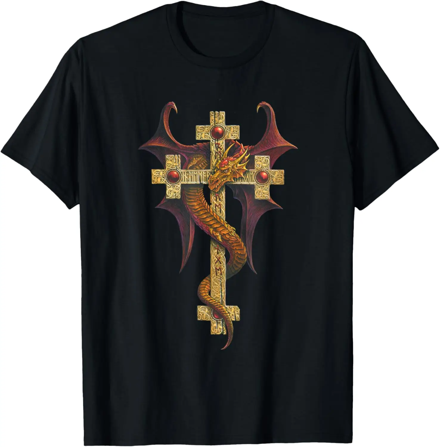 Alchemy Revenge Reditus Encryption on a Gothic Gold Cross T-Shirt