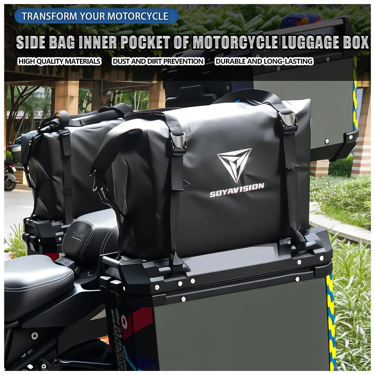 

Motorcycle Rear Luggage Bag Tailbag Aluminium Trunk Liner Bag Toolbox Inner Pack black side box