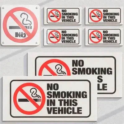 8Pcs No Smoking Stickers for Vehicles Copperplate Adhesive Waterproof No Smoking in This Vehicle Decals Car Door Window Label