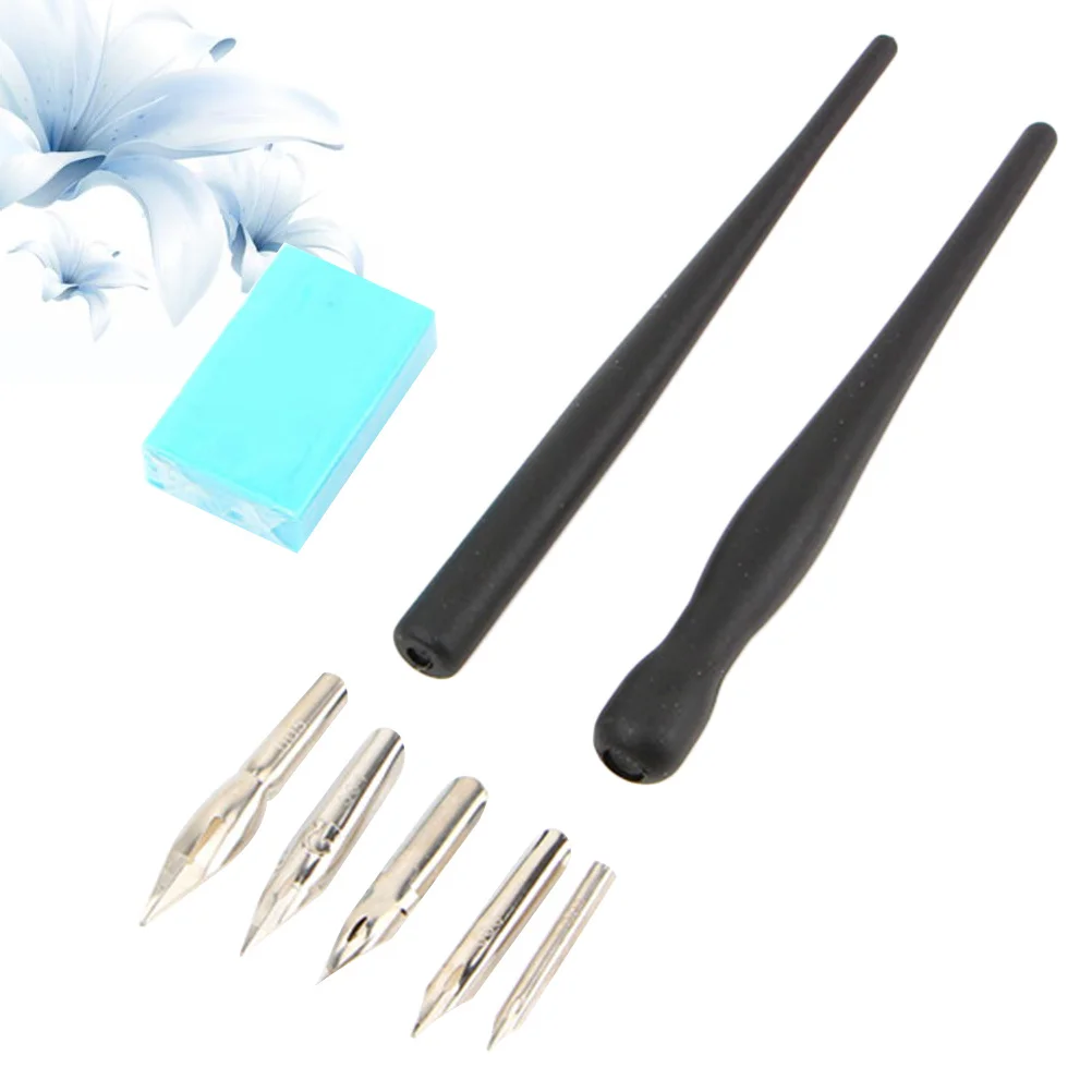 

1 set Cartoon Dip Pen Set Black Plastic Handle Comfortable Grip Compatible With Most Nib Types For Calligraphy Lettering