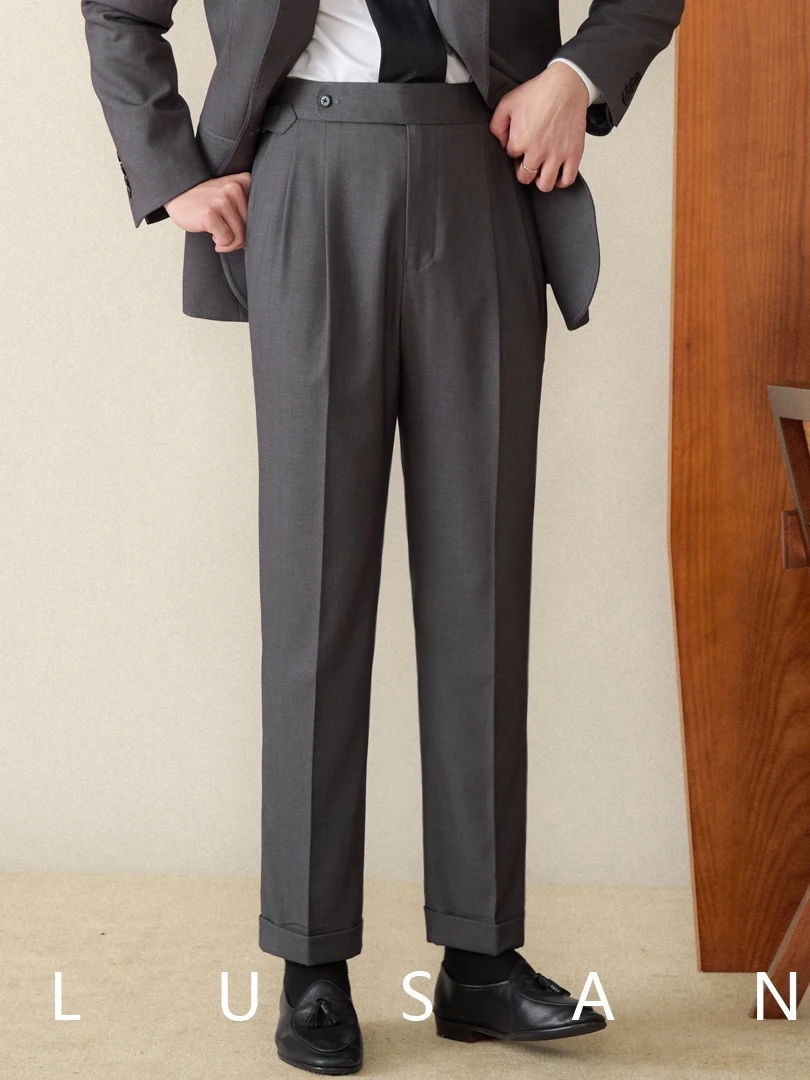 Herr. Deer Three Business Basic Naples Gerade Hose mit hoher Taille Lässige All-Match-Hose Gentleman Pendlerhose