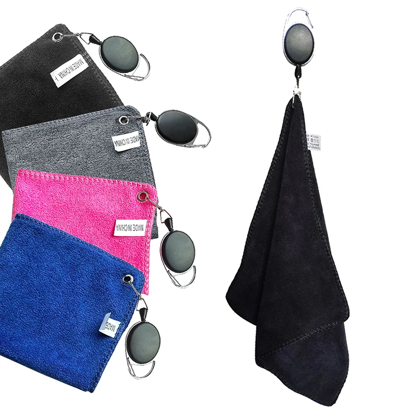 

【Nice】Golf Towel Wet And Dry Golf Cleaning Cloth Perfect For Golfers Cleaning Cloths With Retractable Hook Easy To Carry