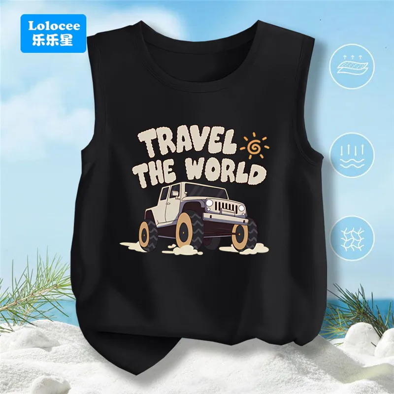 

Kids Cartoon Truck Tank Top Boy' Summer Cotton Underwear Children Vest Sports Tees Sleeveless T-Shirt For Boy YYSJ1