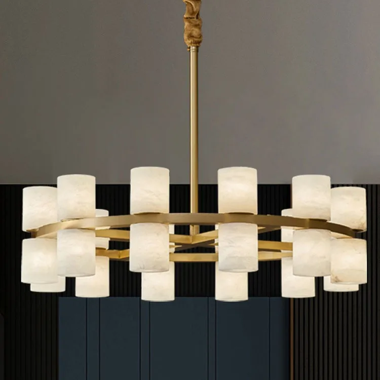 

Nordic Simple Designer Living Room Dining Table Brass Marble Chandelier Hotel Lobby Bedroom Bedside Circle G4 Pendant Light