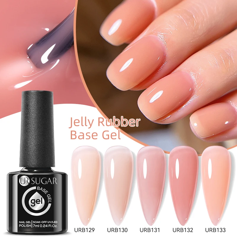 UR SUGAR 7ml Crystal Rubber Base Gel Transparent Natural Nude Pink Semi Permanent Soak Off UV LED Varnish Nail Art Design