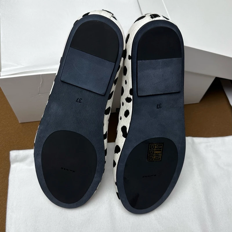 Maxdutti Top Quality Summer Shoes Retro Polka Dot Horsehair Mary Jane Shoes French Minimalist Women's Flat Shoes Women