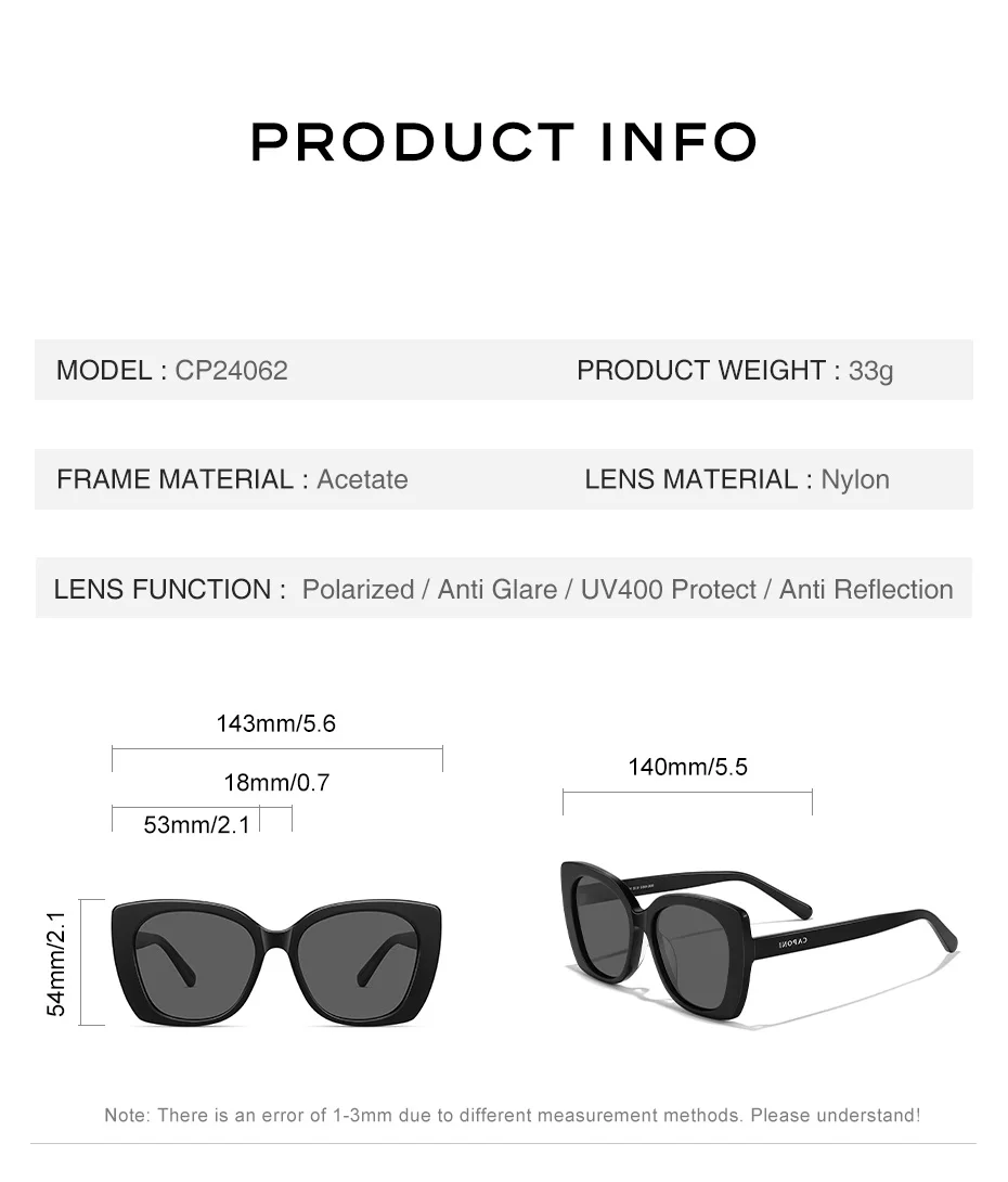 CAPONI Polarisierte Nylon Sonnenbrille Für Frauen Hohe Qualität Acetat Brillen UV400 Schutz Mode Übergroßen Sonnenbrille CP24062 – Detail 11