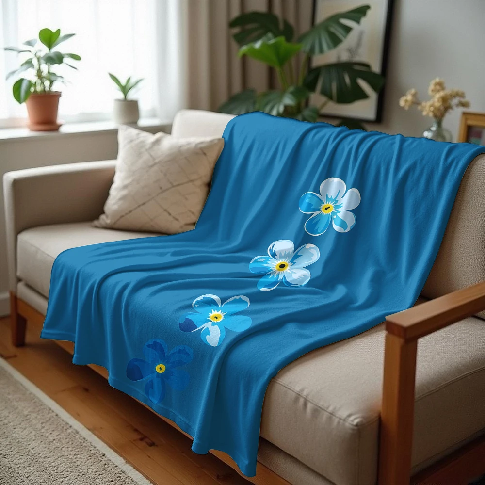 Forget-Me-Not Row Cartoon Anime Print Flannel Blanket Soft Warm Throw for Kids Bedroom Sofa Bed Christmas Office Car