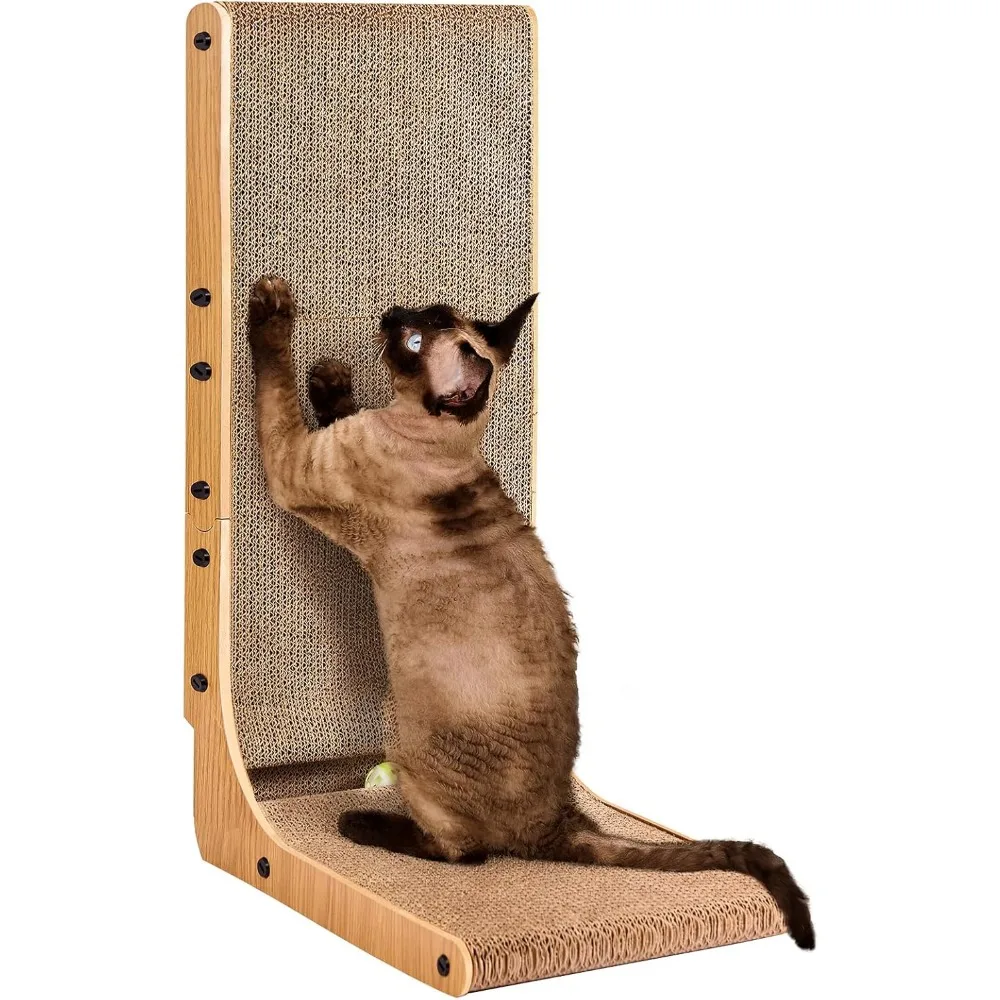 

Large L Shaped Vertical Cat Scratcher Board with Toy for Indoor Cats 26 8 Inch Tall Pad