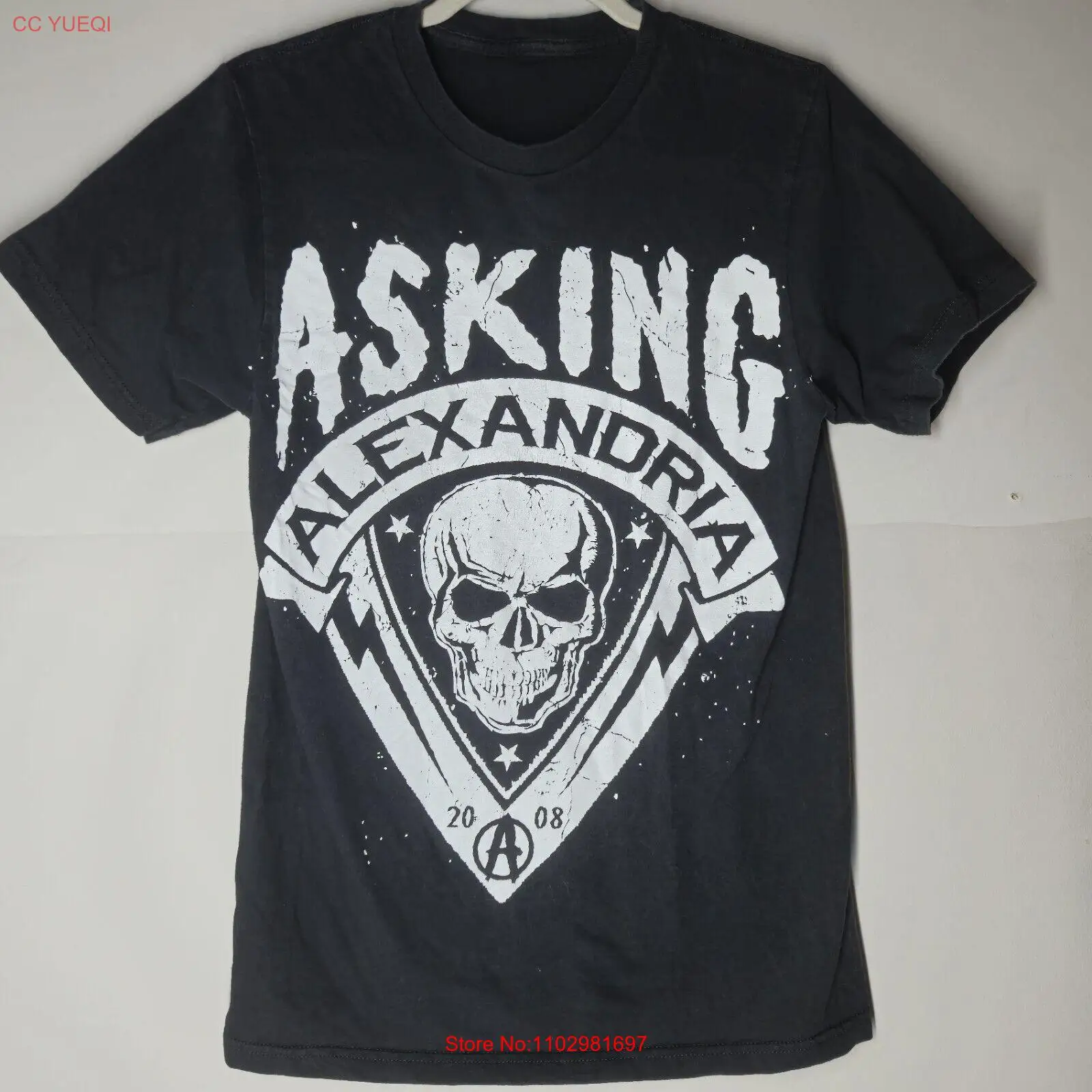 Y2K Asking Alexandria T Shirt Mens Medium Black Band T Emo Short Sleeve