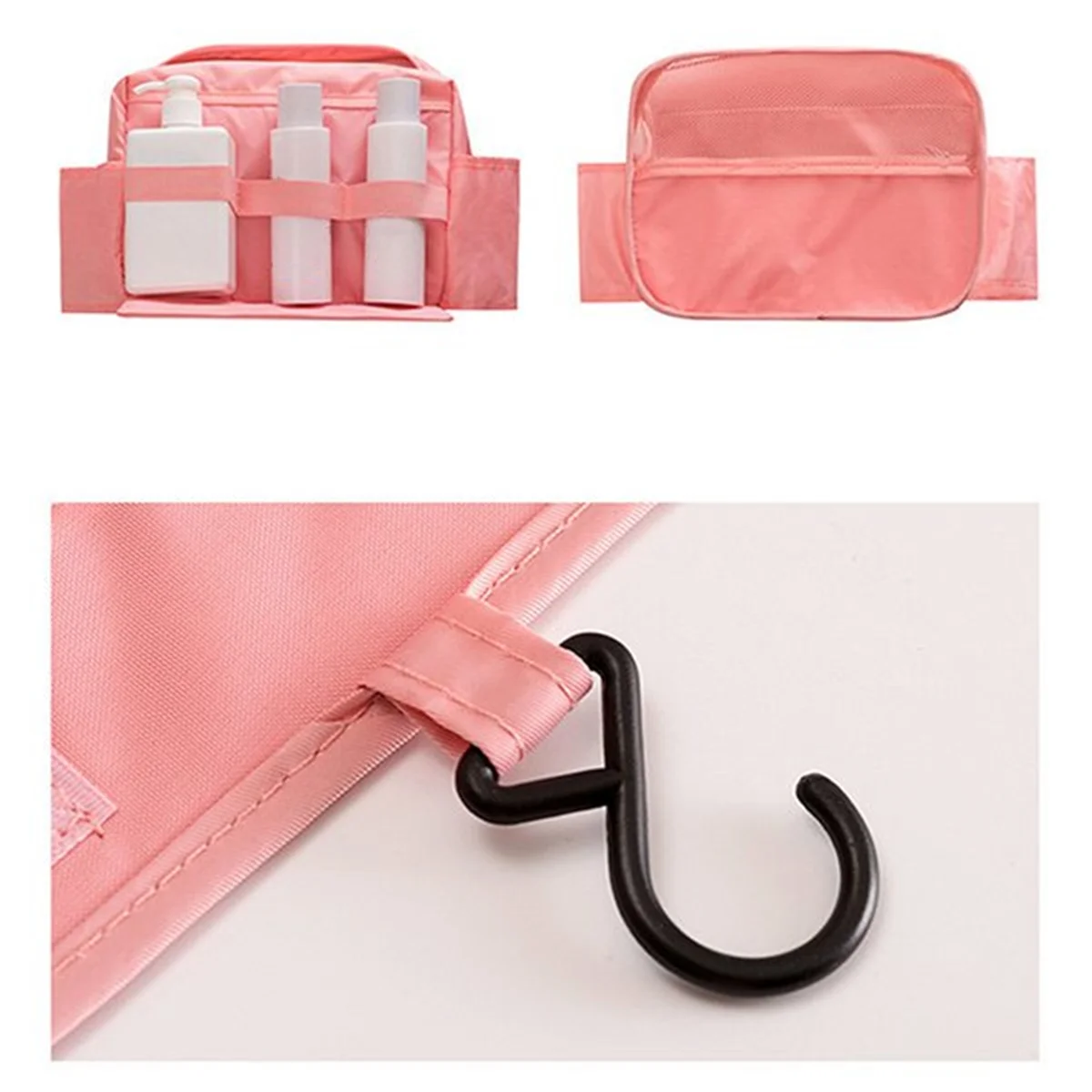 ABQR Hanging Toiletry Bag, Toiletry Bag, Waterproof Large Capacity Travel Size Toiletries, Makeup Organizer Bag Pink